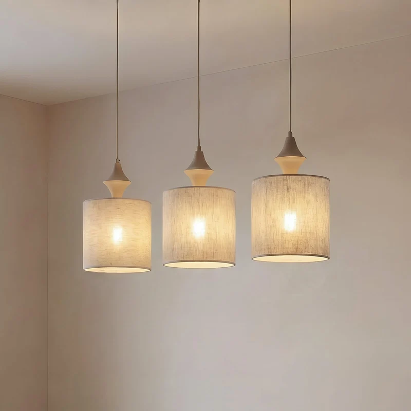 B-Ware Amura Hängeleuchte Pendelleuchte Leuchte Lampe Beige Sand 3-flammig E27 105 cm