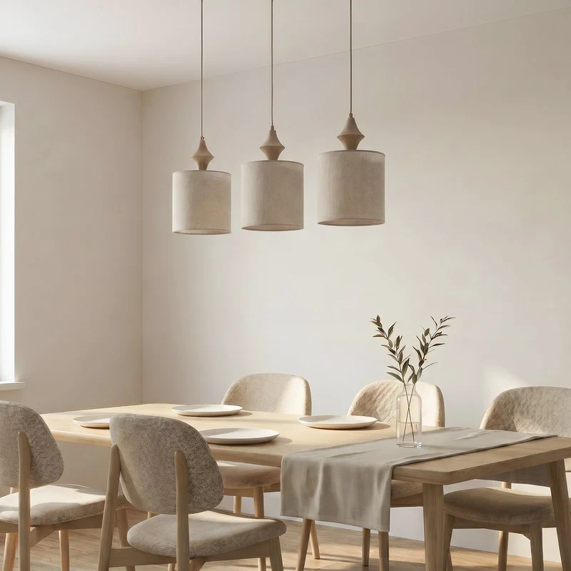 B-Ware Amura Hängeleuchte Pendelleuchte Leuchte Lampe Beige Sand 3-flammig E27 105 cm