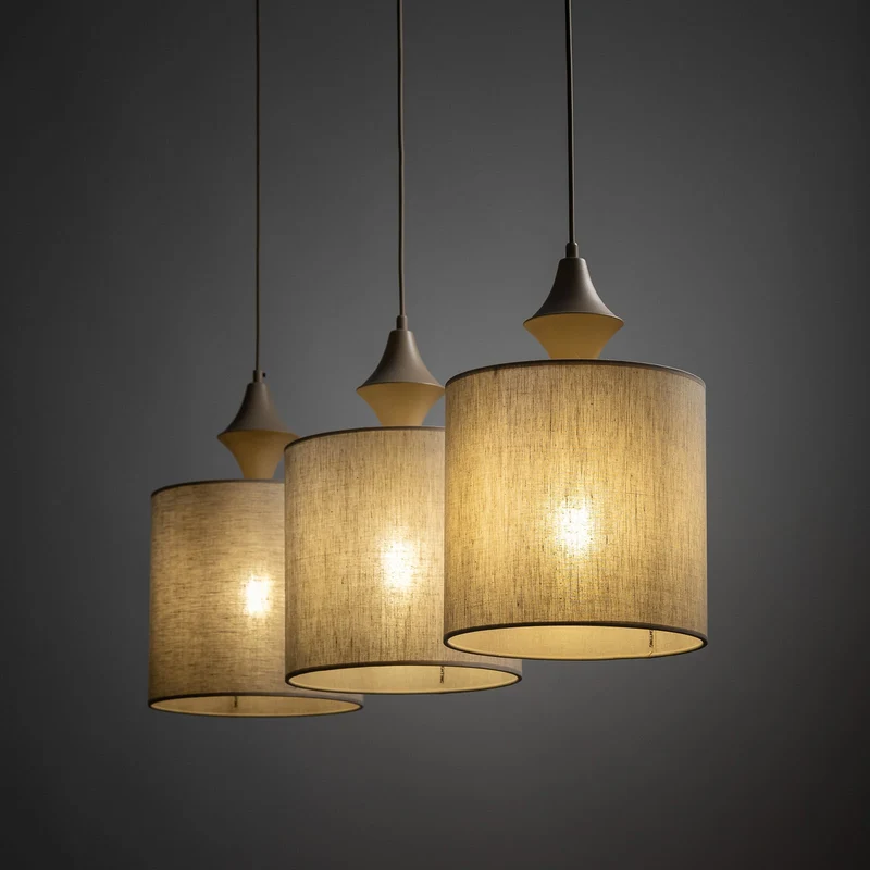 B-Ware Amura Hängeleuchte Pendelleuchte Leuchte Lampe Beige Sand 3-flammig E27 105 cm