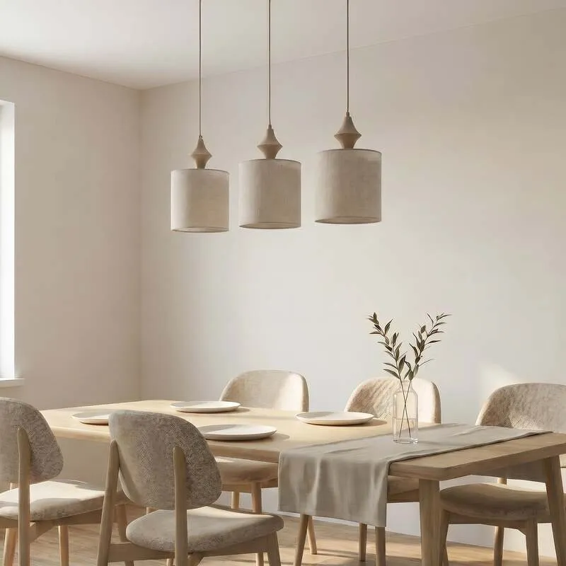 B-Ware Amura Hängeleuchte Pendelleuchte Leuchte Lampe Beige Sand 3-flammig E27 105 cm