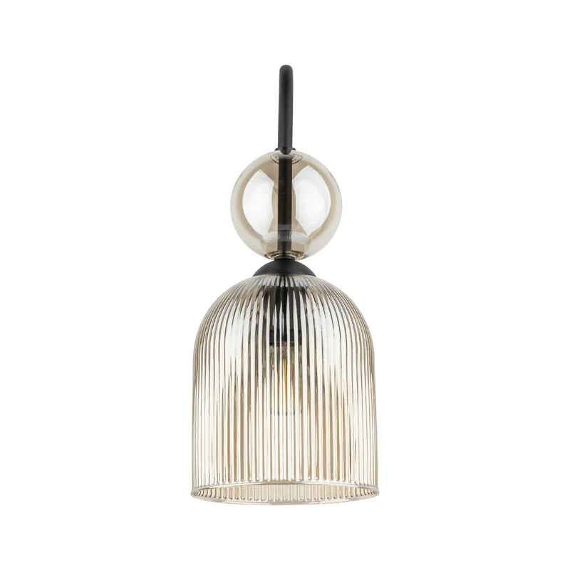 B-Ware Sophia Wandleuchte Wandlampe Glas Metall cognac schwarz Lampe Leuchte LED E14