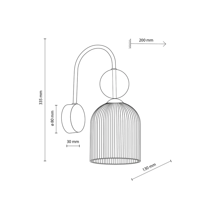 B-Ware Sophia Wandleuchte Wandlampe Glas Metall cognac schwarz Lampe Leuchte LED E14