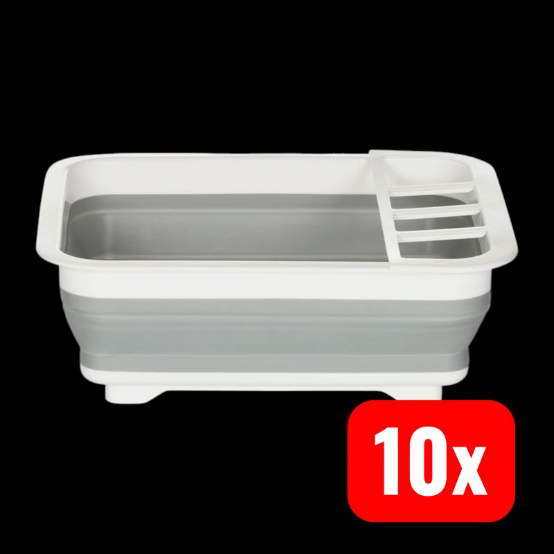 10x B-Ware hjh OFFICE Abtropfwanne Gestell Geschirrkorb Silikon faltbar grau 10 STÜCK