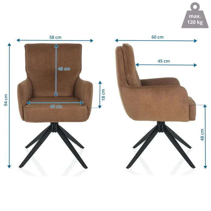 B-Ware HJH LIVING Tarugo Stuhl Polsterstuhl Drehstuhl Drehfunktion SIEHE TEXT/FOTO
