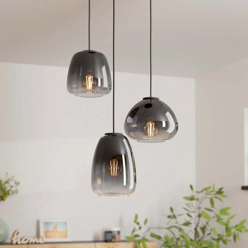B-Ware EGLO Hängeleuchte Hängelampe Lampe Leuchte Aguilares Rauchglas 3-flammig Rond173