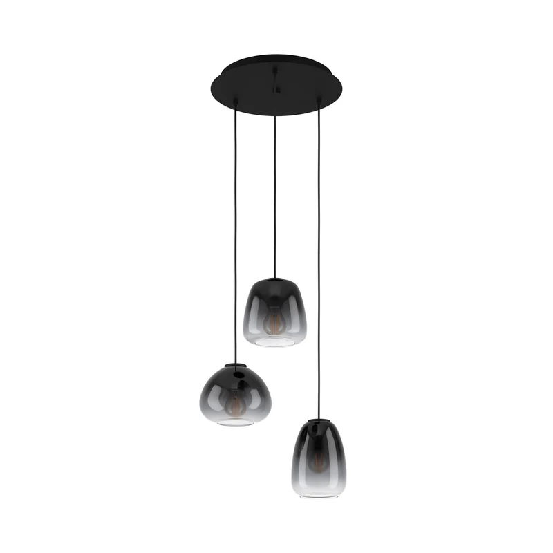 B-Ware EGLO Hängeleuchte Hängelampe Lampe Leuchte Aguilares Rauchglas 3-flammig Rond173