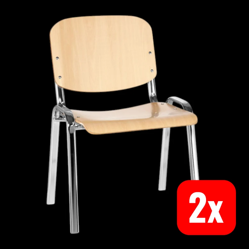 2x B-Ware hjh OFFICE Konferenzstuhl Besucherstuhl Esszimmer XT 600 chrom/buche 2 STÜCK