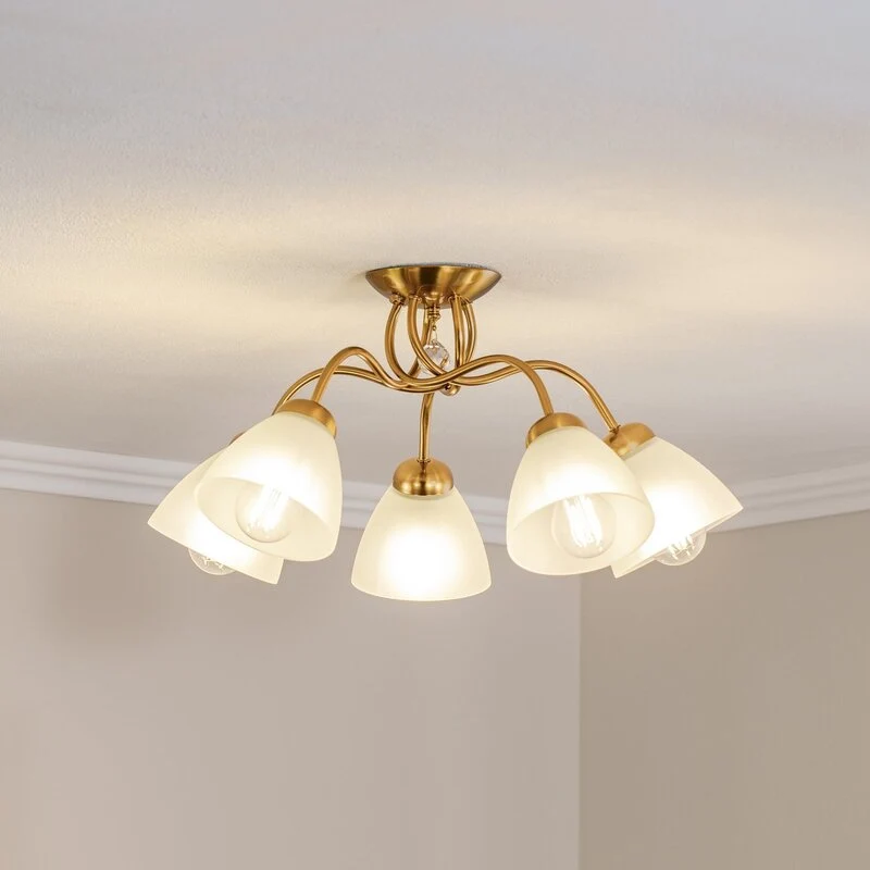 B-Ware Deckenleuchte Miranda Deckenlampe Deckenlicht Leuchte Lampe fünfflammig messing