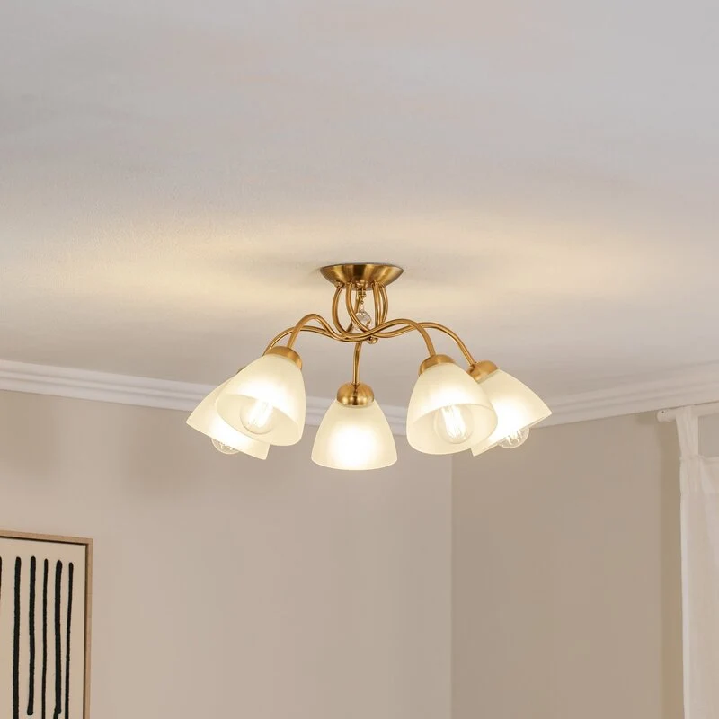 B-Ware Deckenleuchte Miranda Deckenlampe Deckenlicht Leuchte Lampe fünfflammig messing