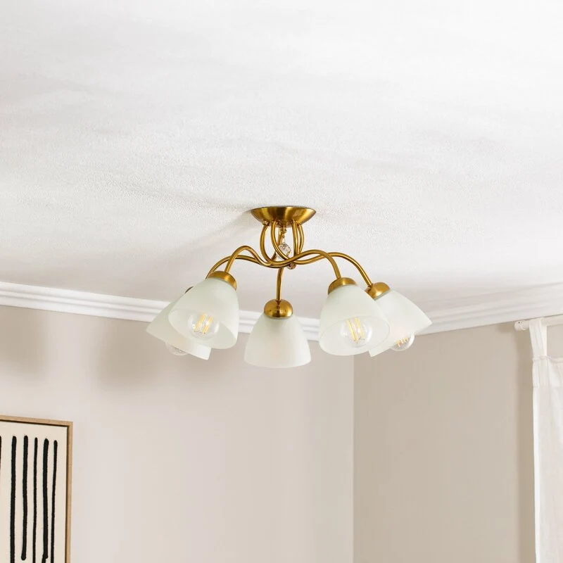 B-Ware Deckenleuchte Miranda Deckenlampe Deckenlicht Leuchte Lampe fünfflammig messing