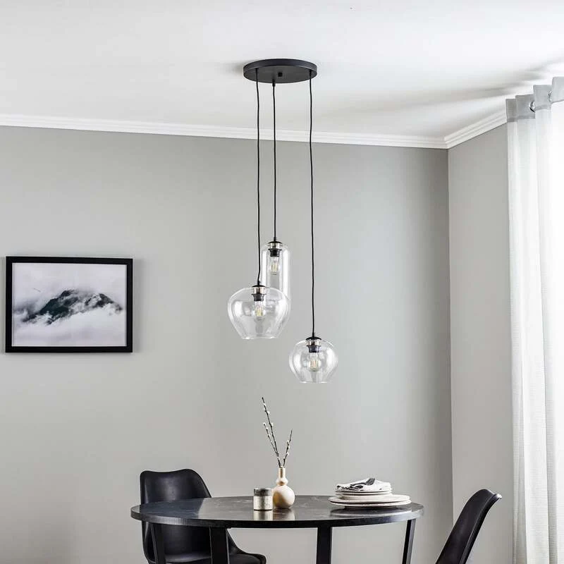 B-Ware Euluna Hängeleuchte Kaja Hängelampe Deckenlampe E27 dreiflammig Glasschirme klar