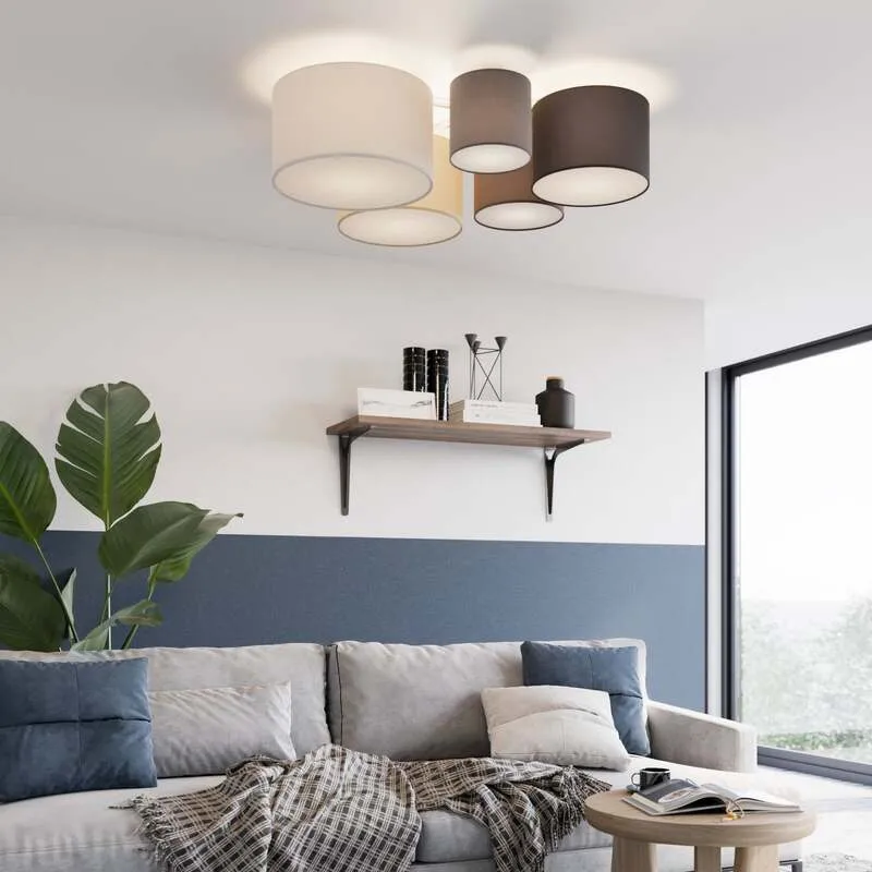 B-Ware Lindby Laurenz Deckenlampe Hängelampe 5-flmg. E27 90cm braun-beige SIEHE TEXT