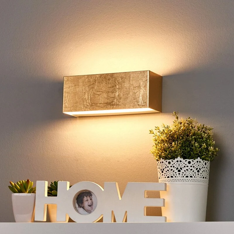 2x B-Ware Lindby LED-Wandleuchte Quentin Lampe Flurleuchte Wandlampe LED 10W gold 2 STÜCK