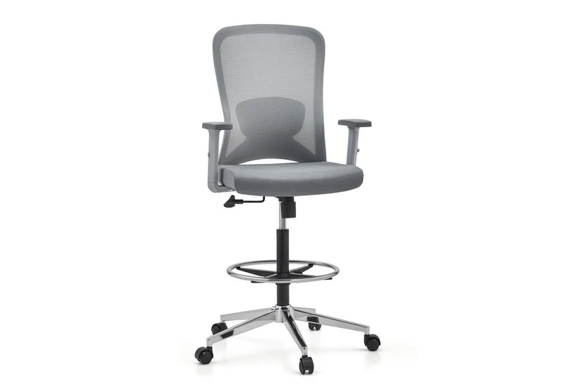 B-Ware HJH OFFICE Arbeitsstuhl Counterstuhl TOP WORK 44 W Sitz Stoff grau SIEHE TEXT