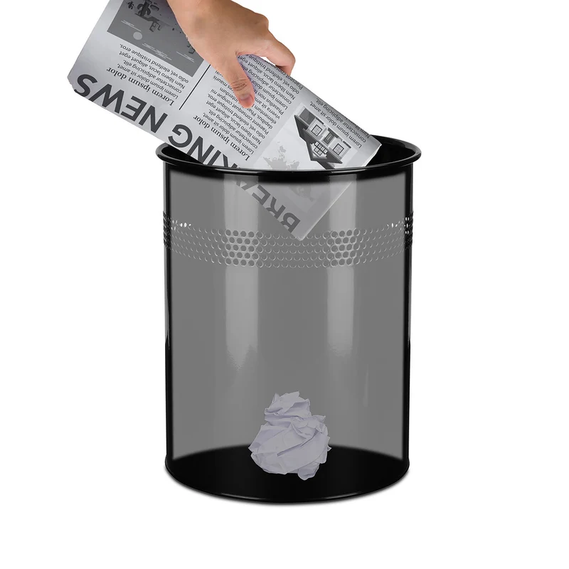 B-Ware hjh OFFICE Abfallsammler Mülleimer Papierkorb schwarz CLEAN III 15 Liter Büro