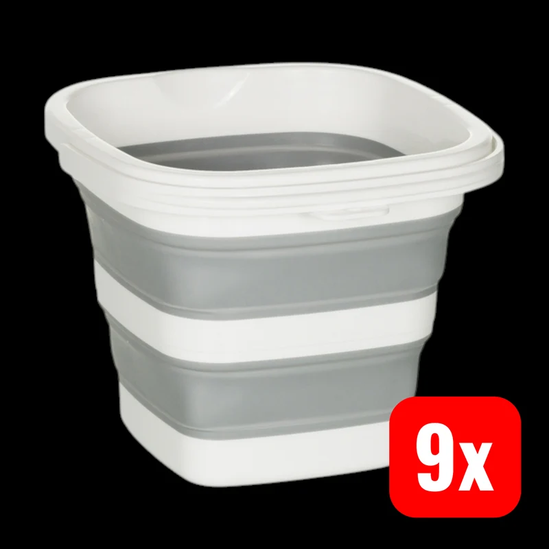 9x B-Ware hjh OFFICE Eimer Falteimer 5 L Eimer Kunststoff grau weiß Haushalt 9 STÜCK