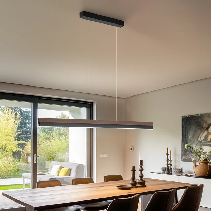 B-Ware Quitani Hängelampe Pendelleuchte LED Leuchte Keijo Nussbaum Schwarz 123 cm Lampe