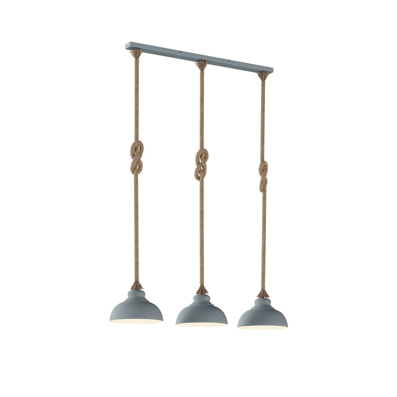 B-Ware Lindby Hängeleuchte Pendelleuchte Chaby Metall Seil hellgrau 111 cm 3 flammig