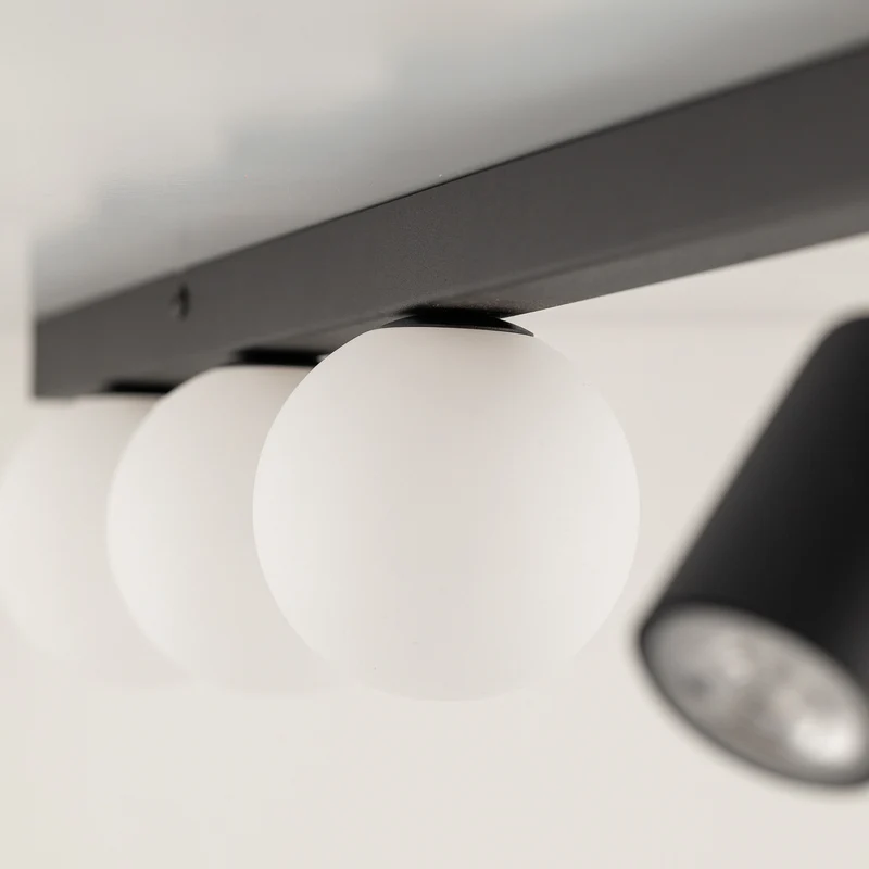B-Ware Deckenleuchte Lampe Vox Glas Schwarz Wohnzimmer Esszimmer Küche Flur 6-flamm824