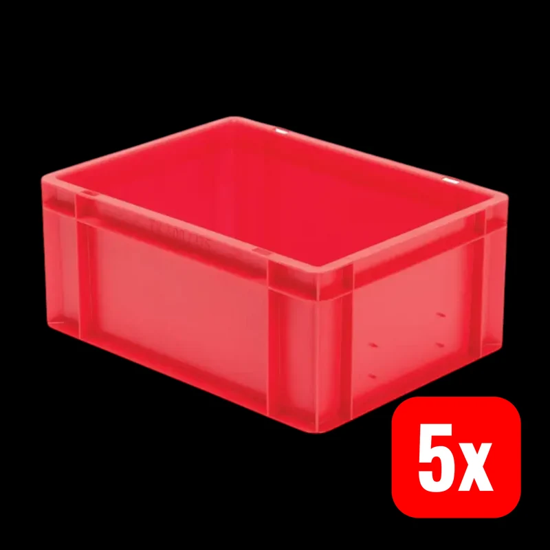5x B-Ware LA KA PE Transportstapelbehälter rot lebensmittelecht 40x30 geschlossen 5 STÜCK