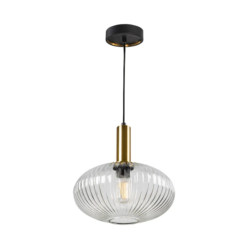 B-Ware Schuller Hängeleuchte Pendelleuchte Norma E27 LED Schwarz Transparent Glas Ø30cm