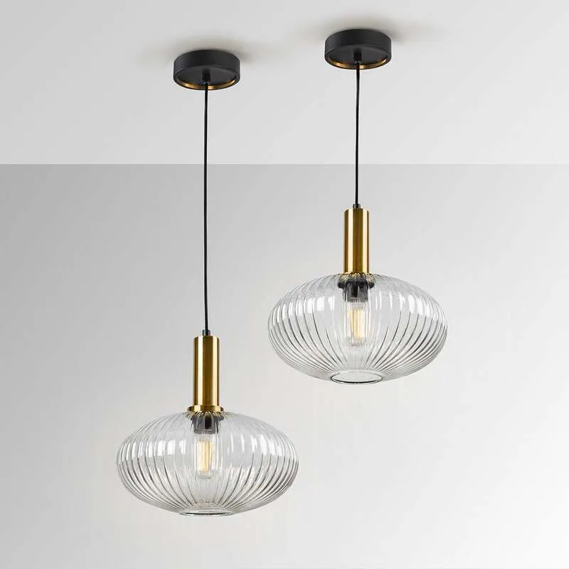 B-Ware Schuller Hängeleuchte Pendelleuchte Norma E27 LED Schwarz Transparent Glas Ø30cm