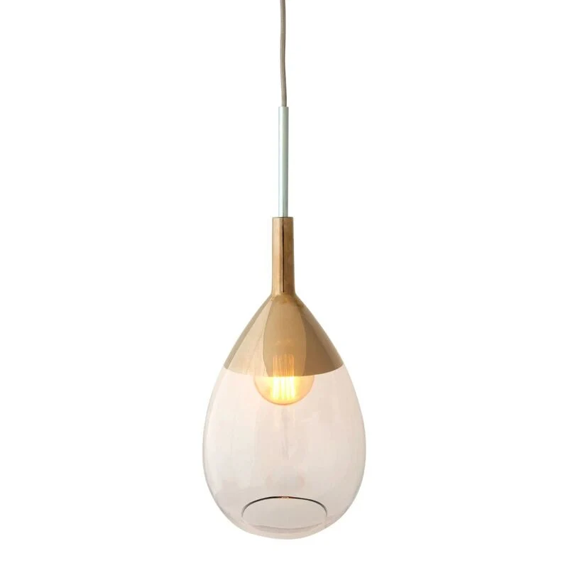 B-Ware EBB FLOW Pendelleuchte Hängelampe Lute Glas Gold Rauchgrau Lichtquelle E27