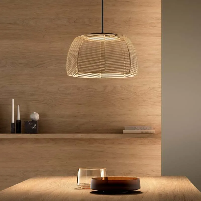 B-Ware Bover Pendelleuchte Hängeleuchte LED Tanit Baumwolle Beige Ø 43 cm Leuchte