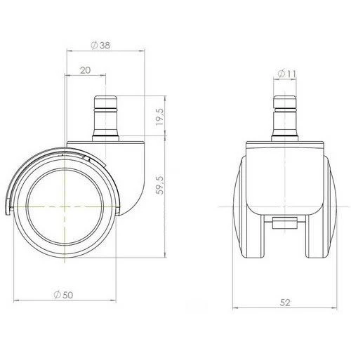 2x B-Ware hjh OFFICE ROLO 11mm/50mm Hartböden Rollen Bürostuhl Schwarz 5er-Pack 2 SETS