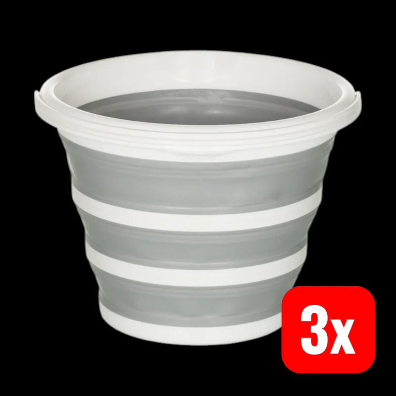 3x B-Ware hjh OFFICE Faltbarer Eimer Falteimer CLEAN SILR 10L Kunststoff grau weiß 3 STÜCK