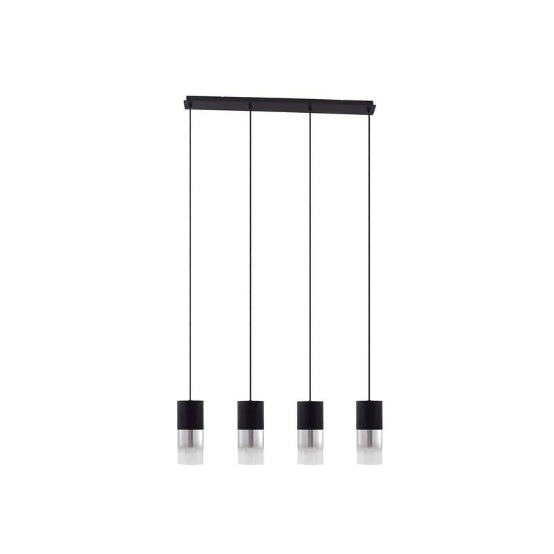 B-Ware Lindby Hängeleuchte Svante LED Pendelleuchte dimmbar schwarz 4-flg 85cm Glas