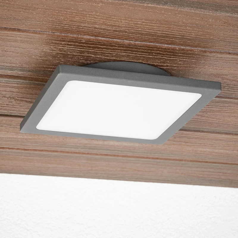 B-Ware Lucande Deckenleuchte Außenlampe LED Sensor Mabella dunkelgrau weiß IP65