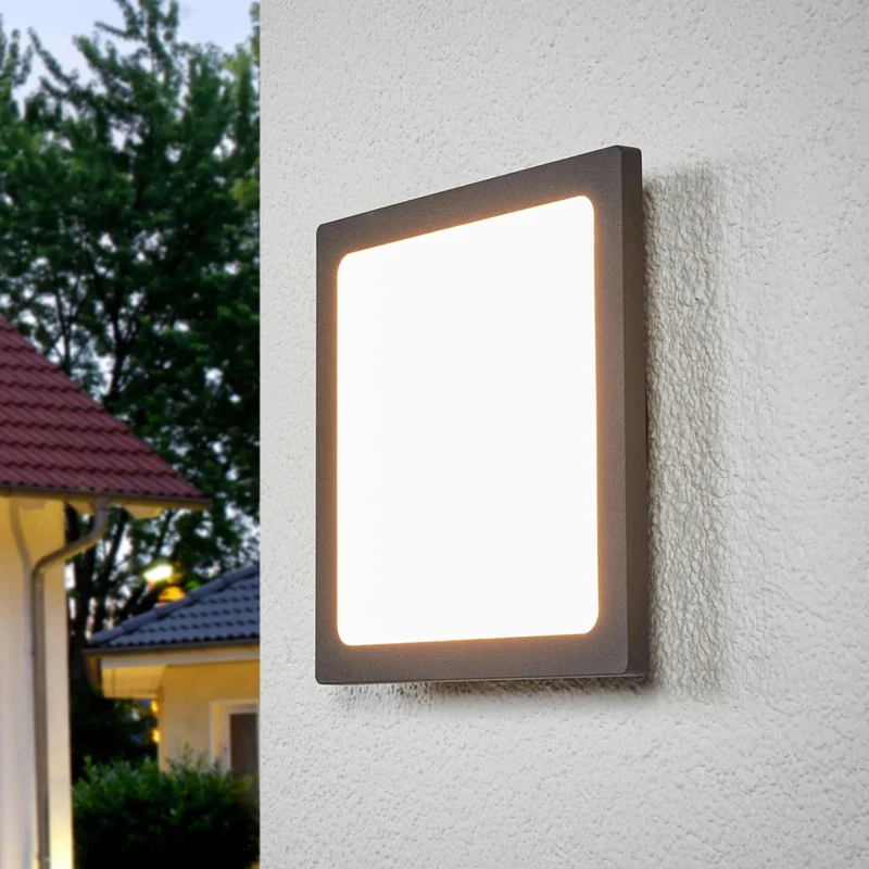 B-Ware Lucande Deckenleuchte Außenlampe LED Sensor Mabella dunkelgrau weiß IP65