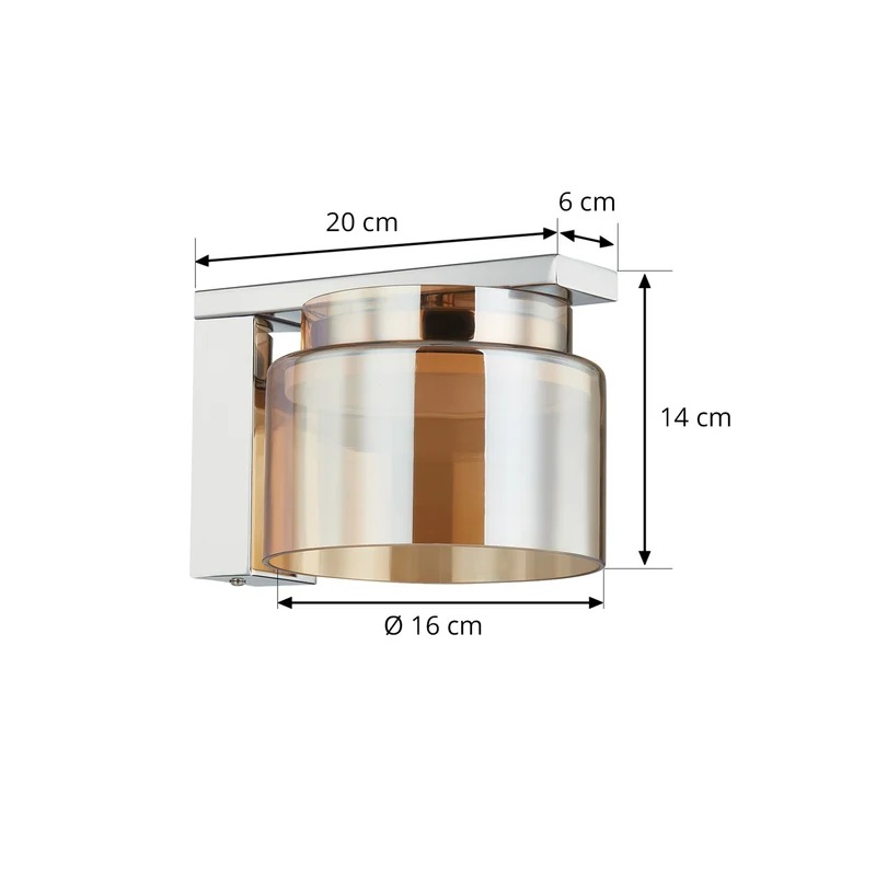 B-Ware Lucande Diano Wandleuchte amber Eisen Glas Wandlampe Lampe Leuchte Spot Licht
