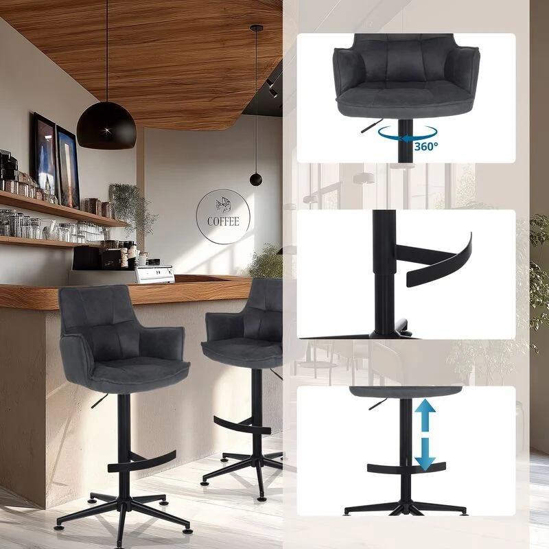 B-Ware hjh LIVING Barhocker Drehstuhl Hocker SOLAO LIFE HIGH grau Sitz SIEHE TEXT