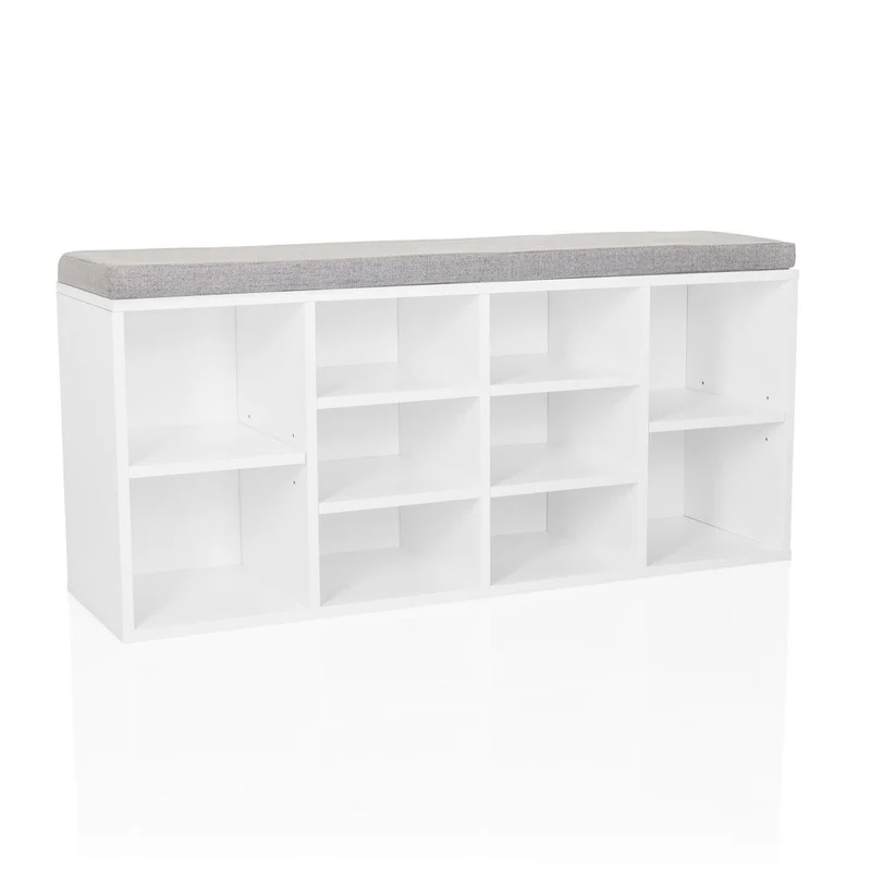 B-Ware hjh LIVING Schuhschrank Schuhregal ESTHA 10 Weiß Aufbewahrung Sitzbank