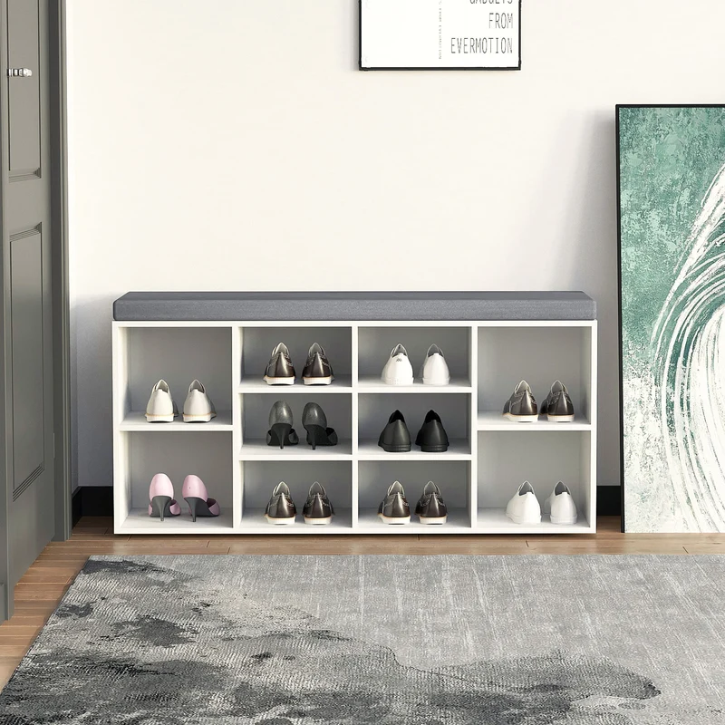 B-Ware hjh LIVING Schuhschrank Schuhregal ESTHA 10 Weiß Aufbewahrung Sitzbank