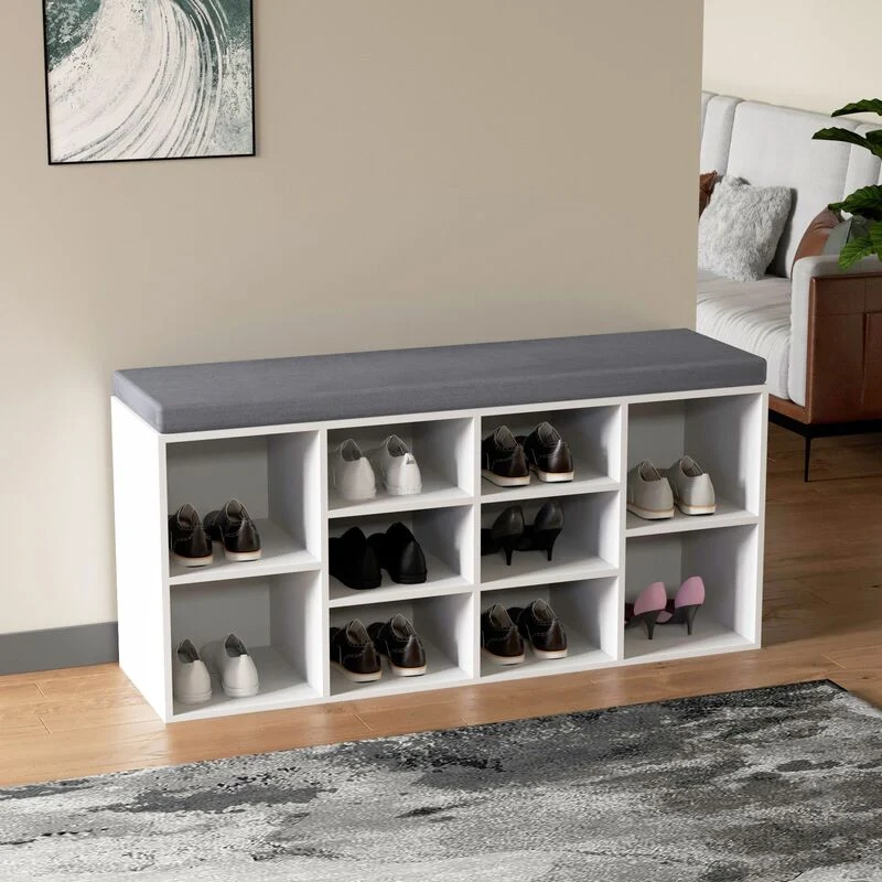 B-Ware hjh LIVING Schuhschrank Schuhregal ESTHA 10 Weiß Aufbewahrung Sitzbank