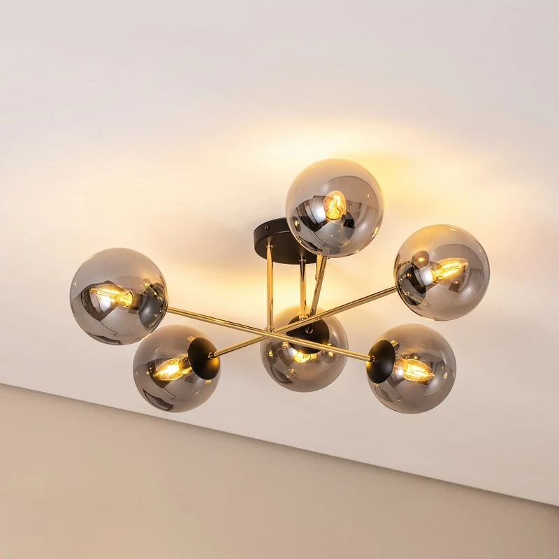 B-Ware Deckenleuchte Lampe Euluna Glassy Deckenlampe rauchgrau transparent gold Glas