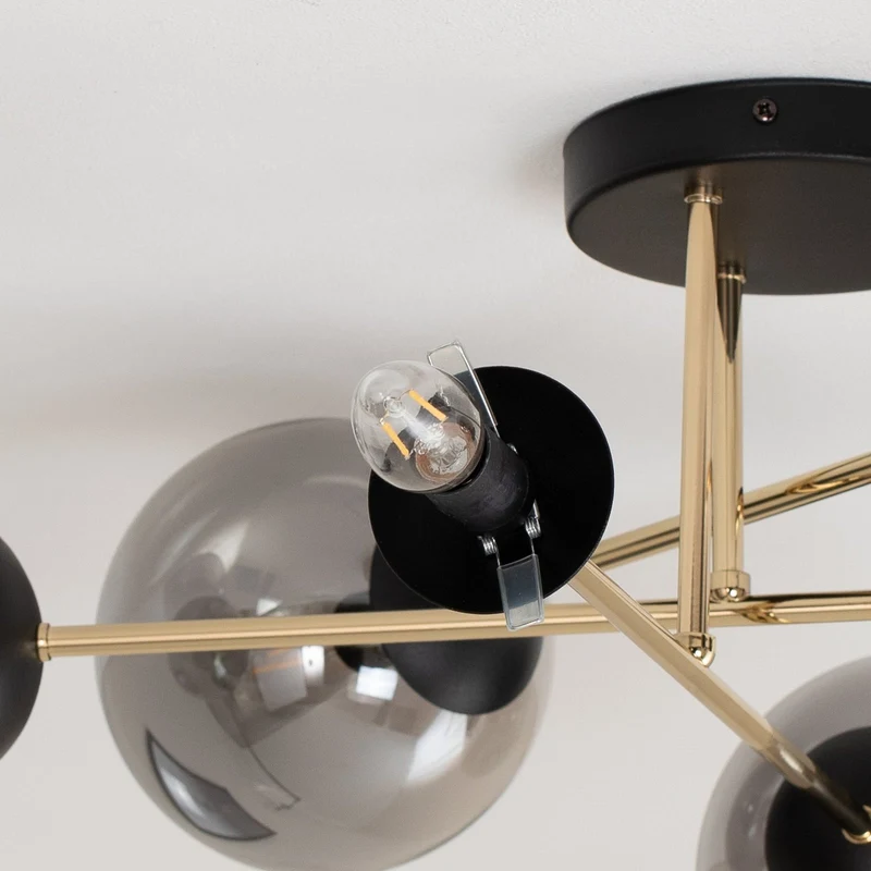 B-Ware Deckenleuchte Lampe Euluna Glassy Deckenlampe rauchgrau transparent gold Glas