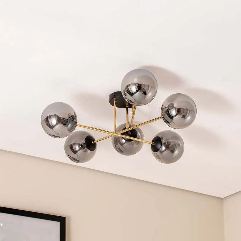 B-Ware Deckenleuchte Lampe Euluna Glassy Deckenlampe rauchgrau transparent gold Glas