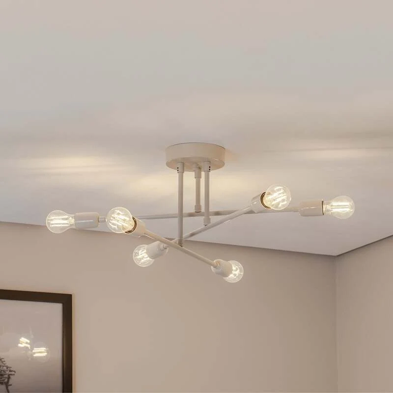 B-Ware Opviq Flower Deckenleuchte Lampe LED cremeweiß Metall sechsflammig IP20 E27876
