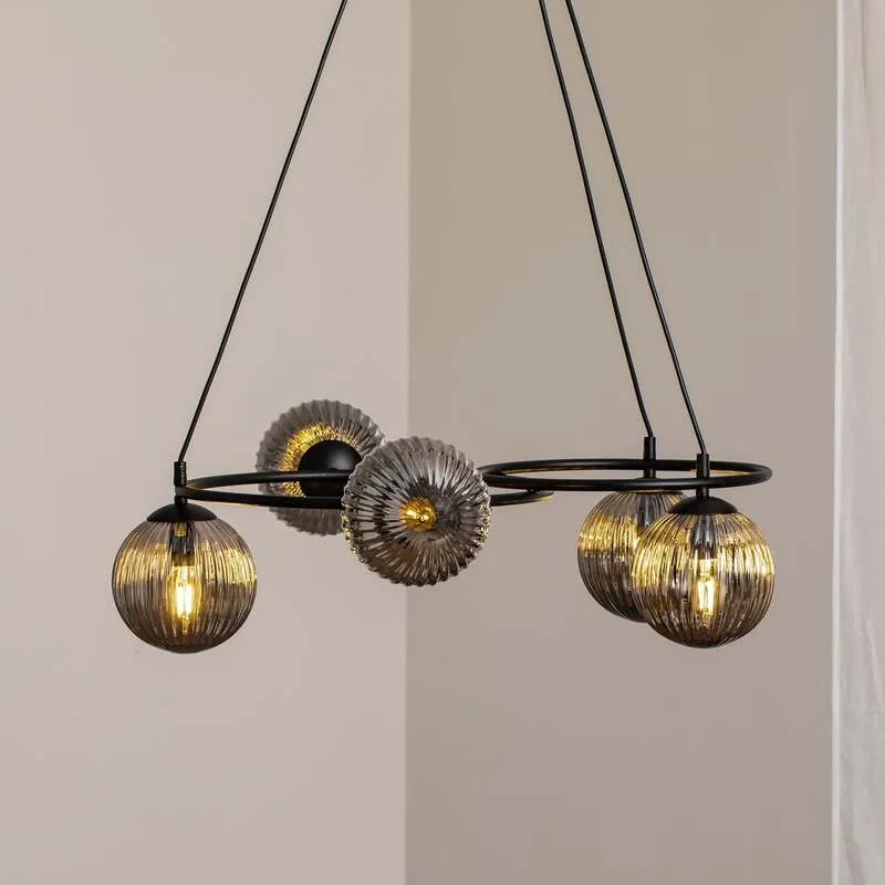 B-Ware Wohnzimmerlampe Libra Hängelampe LED Pendelleuchte dimmbar grau schwarz Ø70cm