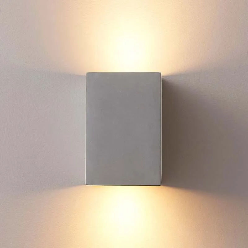 B-Ware Lindby Wandleuchte Gerda 2-flammig LED Wandlampe Beton dimmbar hellgrau 10x15cm