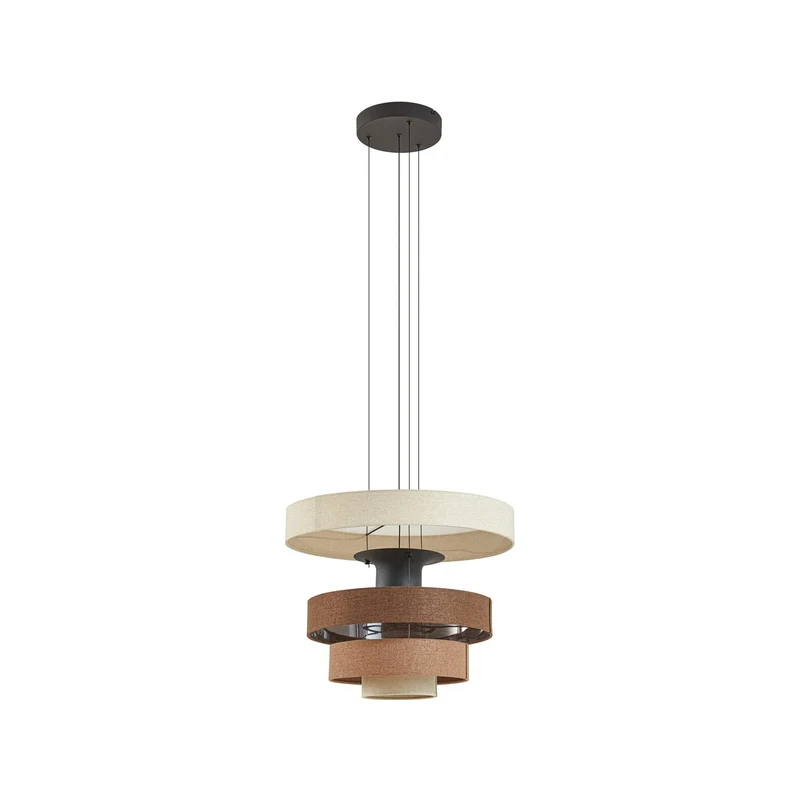 B-Ware Lucande Pendelleuchte Hängelampe LED Peldano Textil Braun Beige Ø 50 cm warmweiß