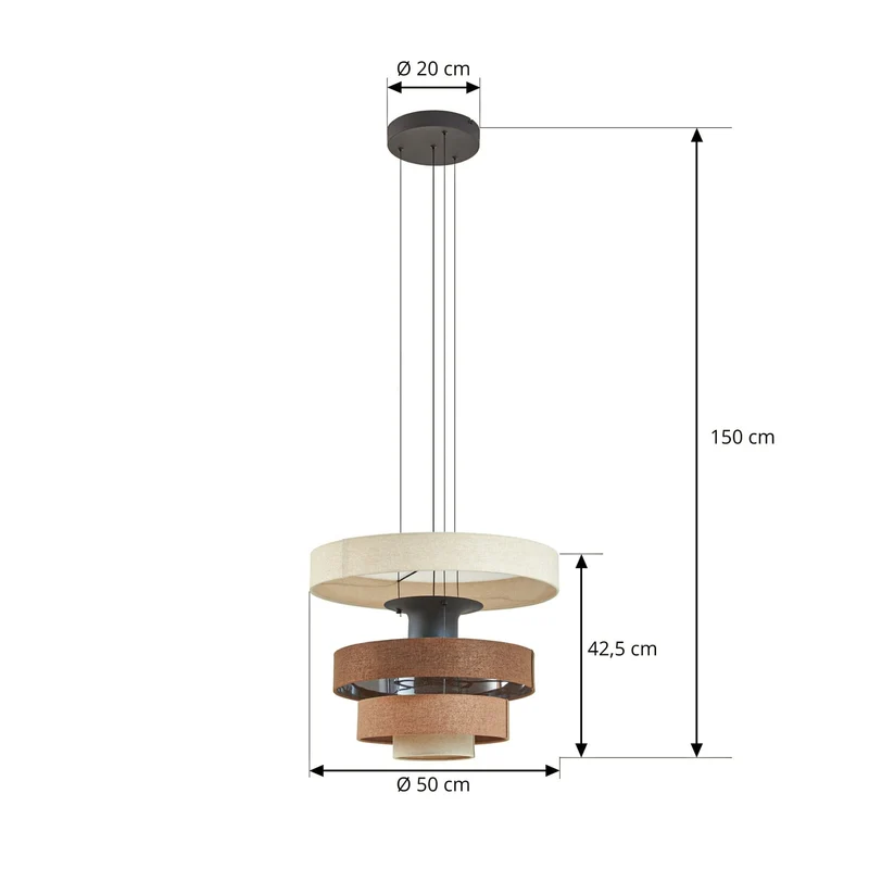 B-Ware Lucande Pendelleuchte Hängelampe LED Peldano Textil Braun Beige Ø 50 cm warmweiß