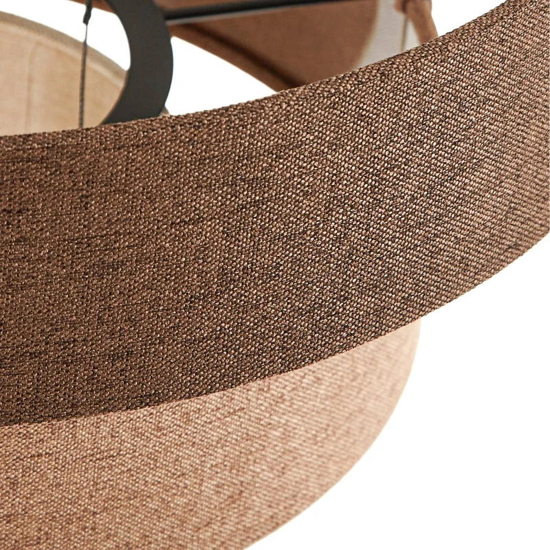 B-Ware Lucande Pendelleuchte Hängelampe LED Peldano Textil Braun Beige Ø 50 cm warmweiß