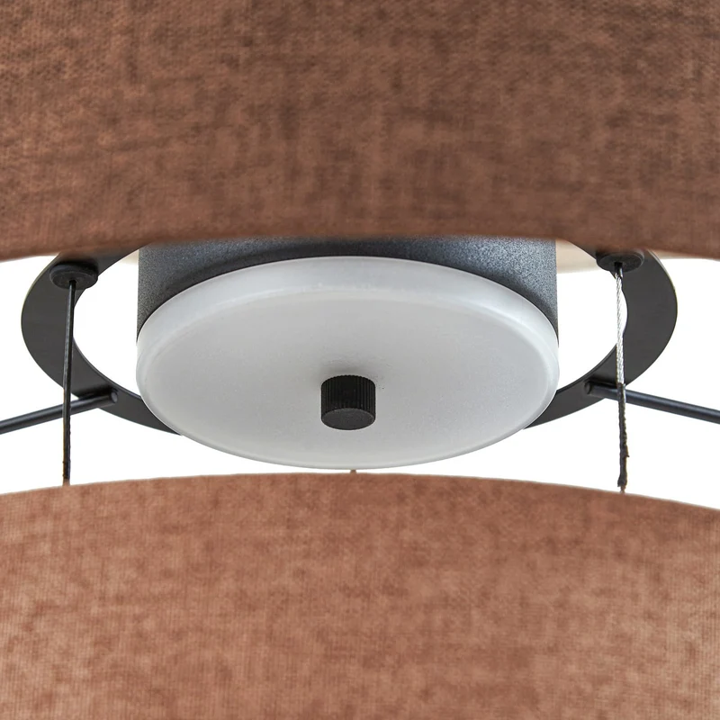 B-Ware Lucande Pendelleuchte Hängelampe LED Peldano Textil Braun Beige Ø 50 cm warmweiß