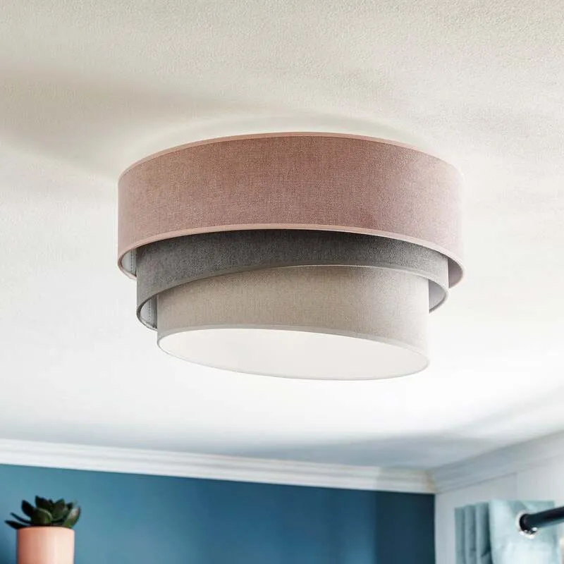 B-Ware Pastell Deckenlampe Trio Leuchte Lampe Ø 45cm pink grau hellgrau Samt Licht