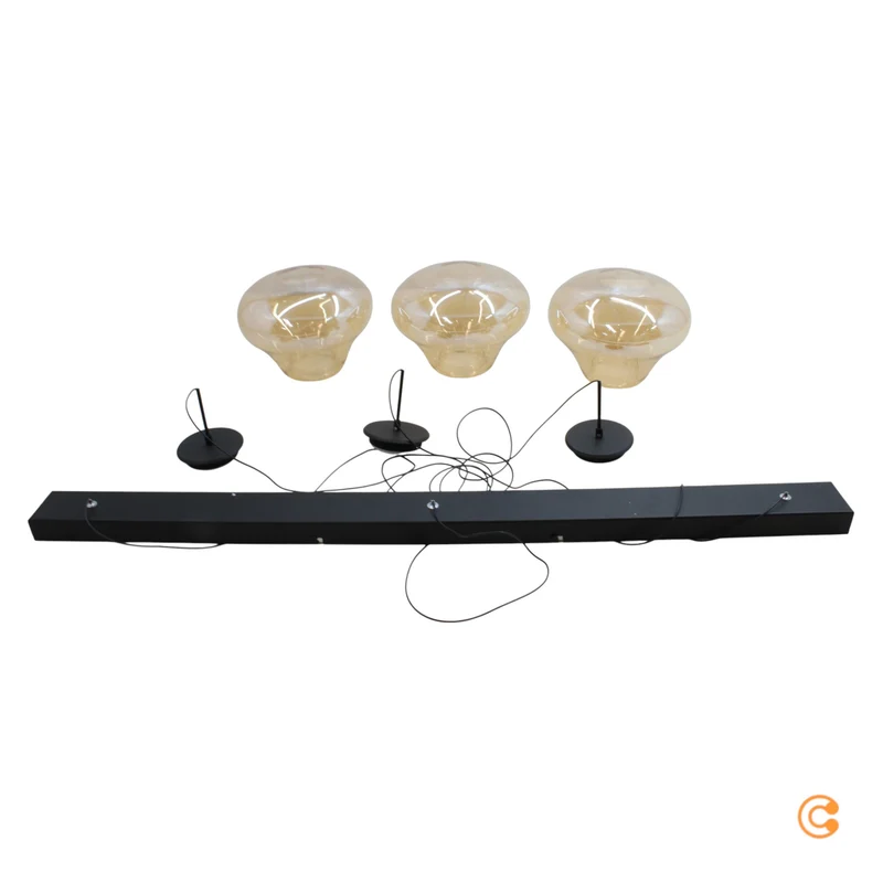 B-Ware Fabas Luce Pendelleuchte Hängeleuchte Deva LED Amber Glas Metall Dimmbar 115 cm